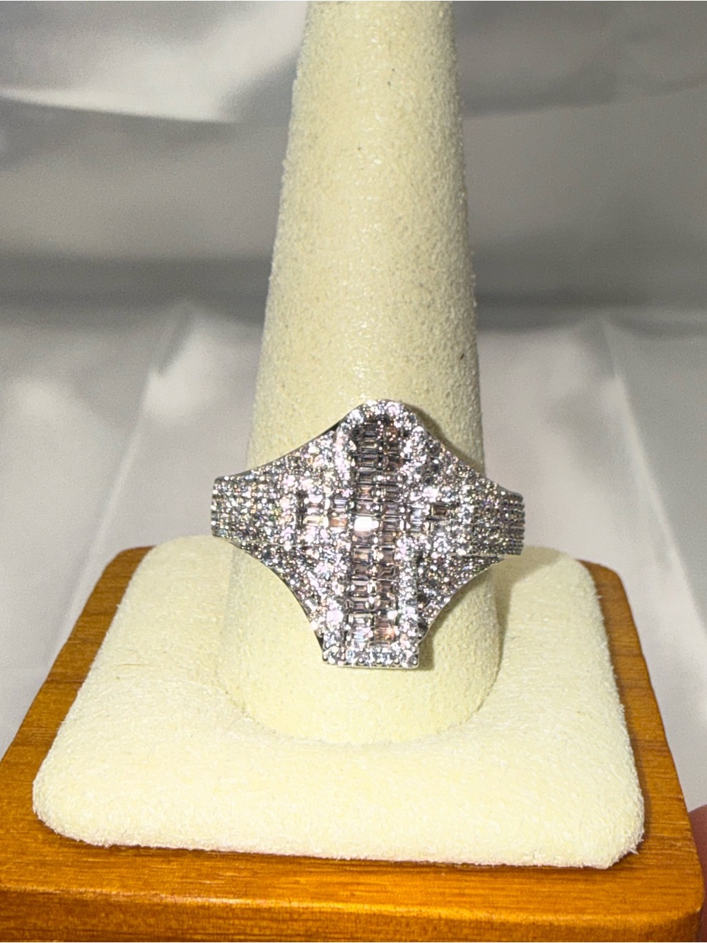 Size 12 Silver Filled AAA CZ Cross Ring